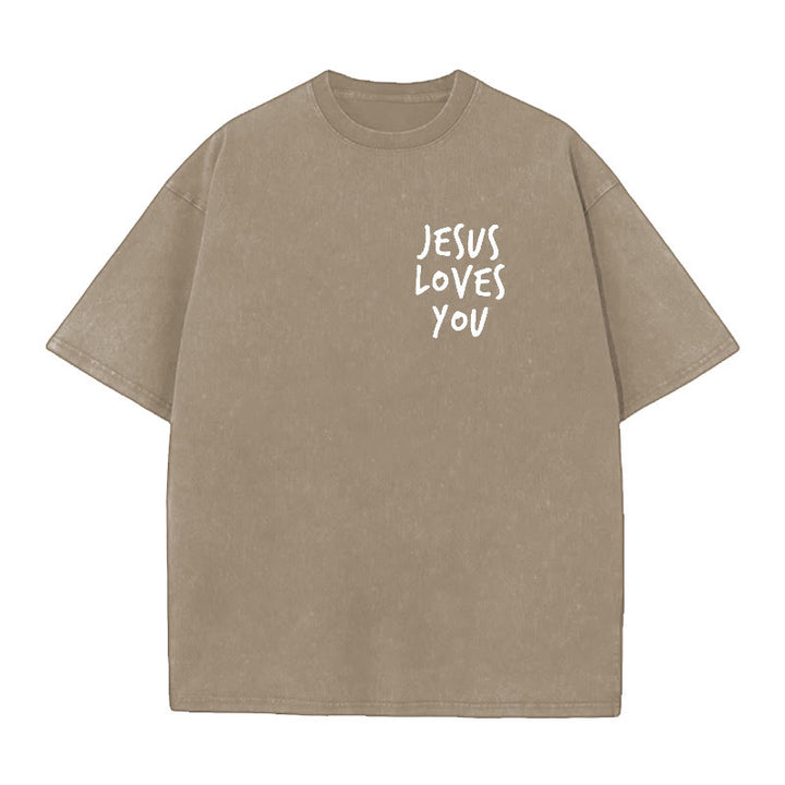 Christianartworkshop Jesus Loves You Washed T-Shirt - image 8
