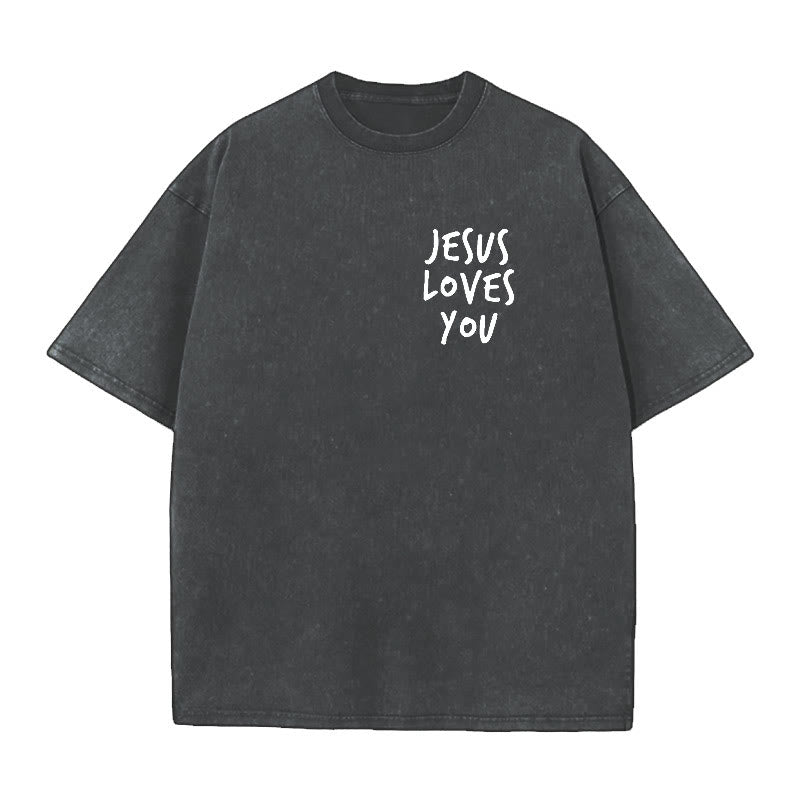 Christianartworkshop Jesus Loves You Washed T-Shirt - image 4