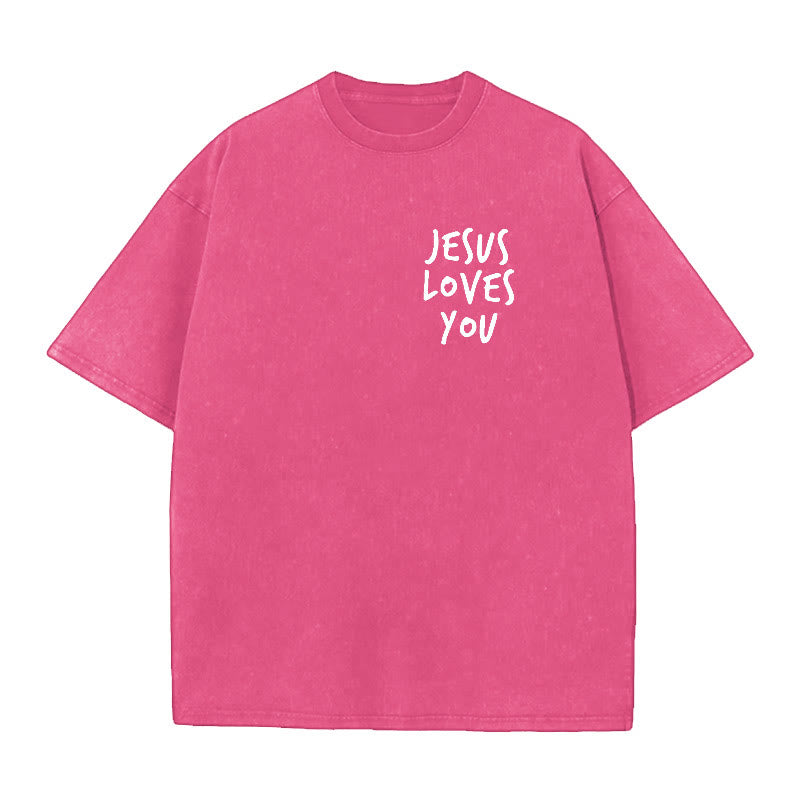 Christianartworkshop Jesus Loves You Washed T-Shirt - image 12