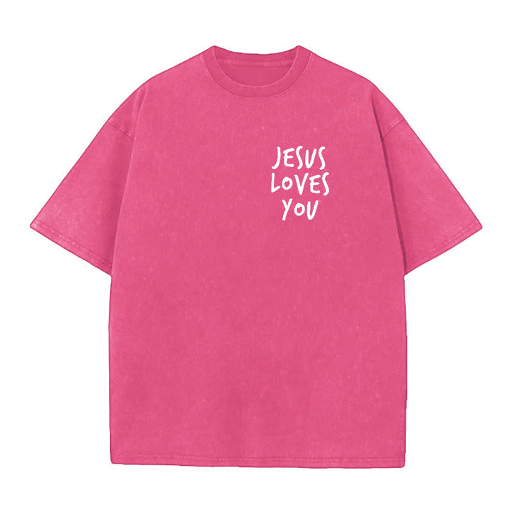 Christianartworkshop Jesus Loves You Washed T-Shirt - image 12