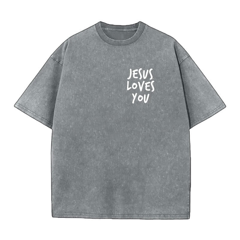 Christianartworkshop Jesus Loves You Washed T-Shirt - image 6