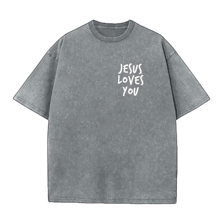Christianartworkshop Jesus Loves You Washed T-Shirt - image 6