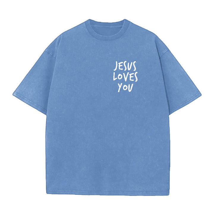 Christianartworkshop Jesus Loves You Washed T-Shirt - image 10