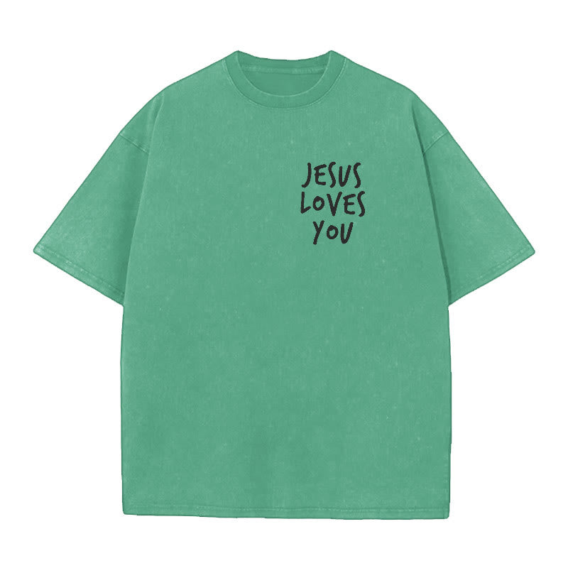 Christianartworkshop Jesus Loves You Washed T-Shirt - image 14