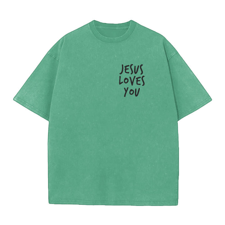 Christianartworkshop Jesus Loves You Washed T-Shirt - image 14