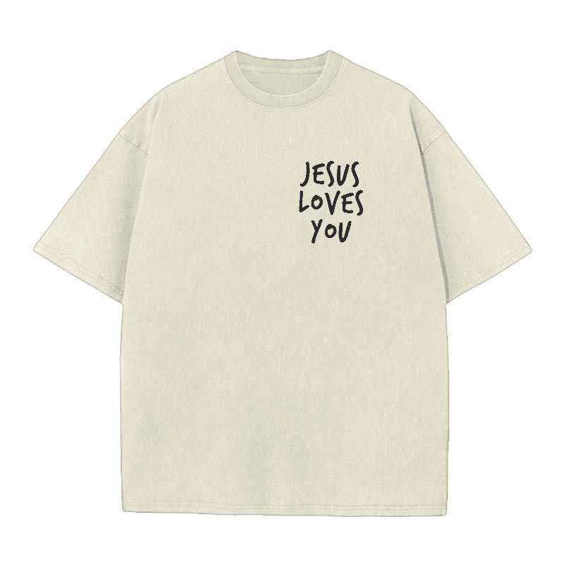 Christianartworkshop Jesus Loves You Washed T-Shirt - image 2