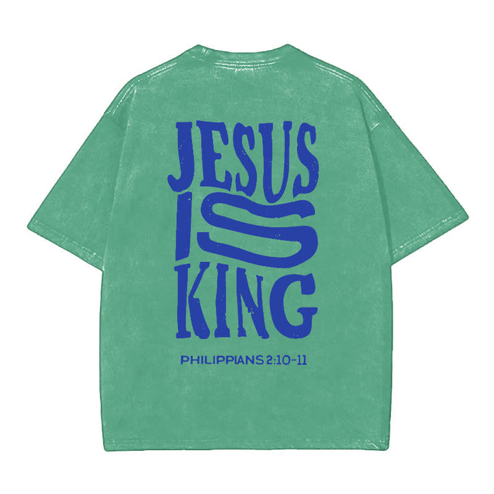 Christianartworkshop Jesus Is King Graphic T-Shirt - Green - 5XL - image 13
