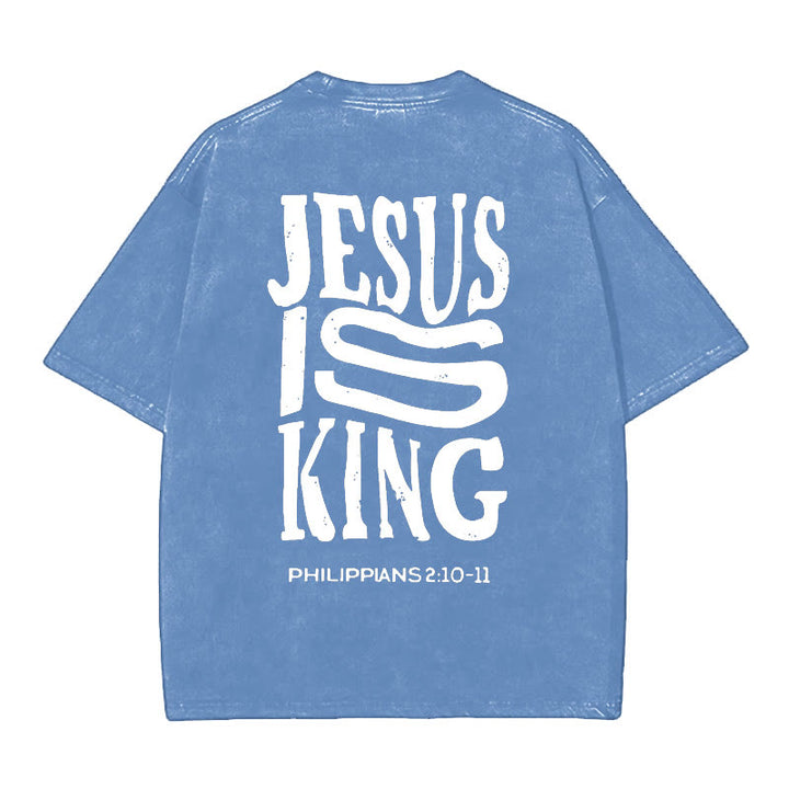 Christianartworkshop Jesus Is King Graphic T-Shirt - Blue - 5XL - image 9