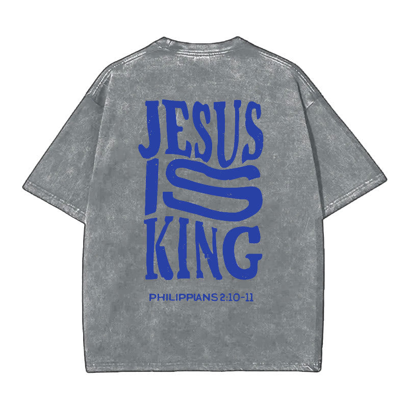 Christianartworkshop Jesus Is King Graphic T-Shirt - Grey - 5XL - image 5