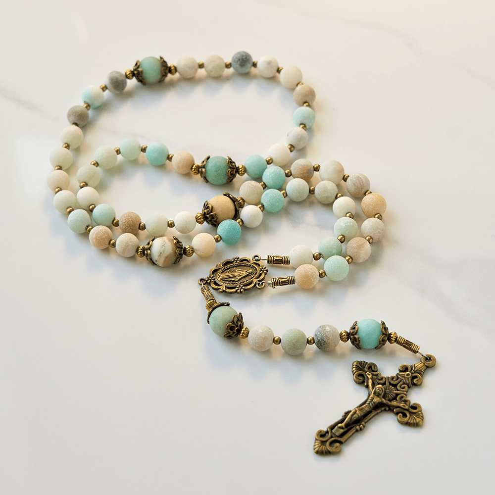 Christianartworkshop Handmade 8mm Matte Amazonite Rosary - A Timeless Piece of Devotion - image 12