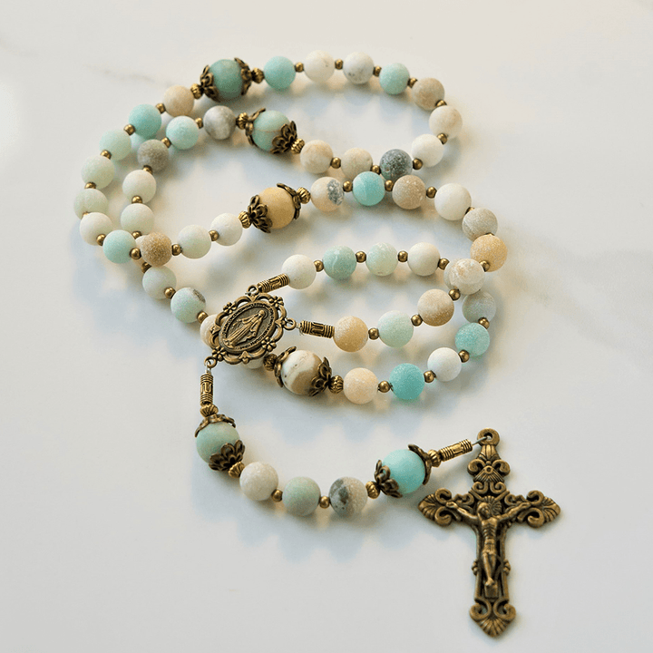 Christianartworkshop Handmade 8mm Matte Amazonite Rosary - A Timeless Piece of Devotion - Matte Amazonite Stone - image 0