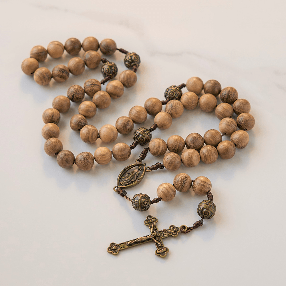 Christianartworkshop 10mm Agarwood & Metal Cloud Bead Handmade Rosary - A Sacred Blend of Tradition and Faith - image 9