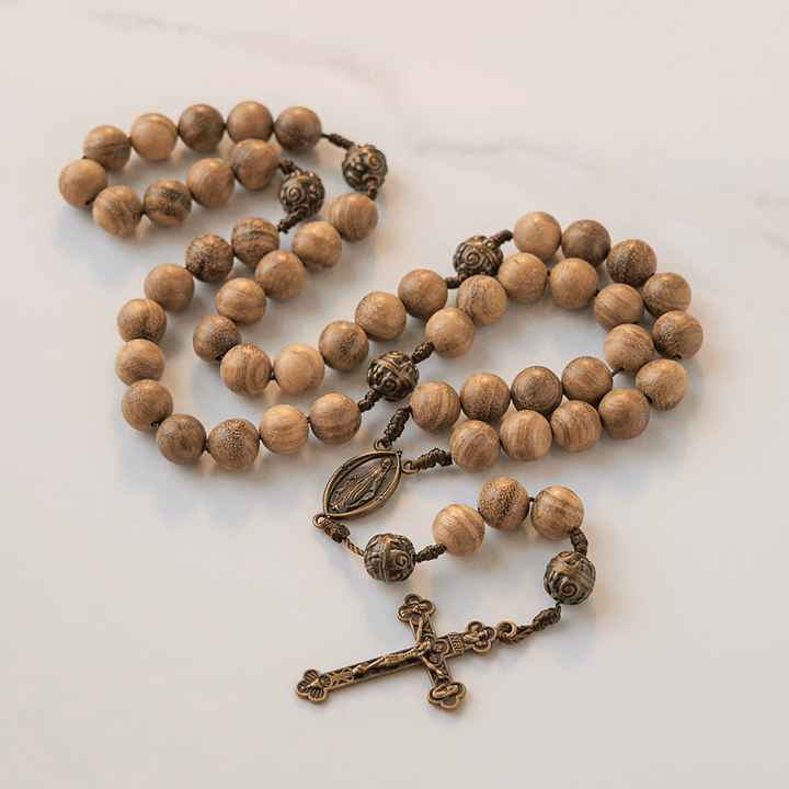 Christianartworkshop 10mm Agarwood & Metal Cloud Bead Handmade Rosary - A Sacred Blend of Tradition and Faith - image 9