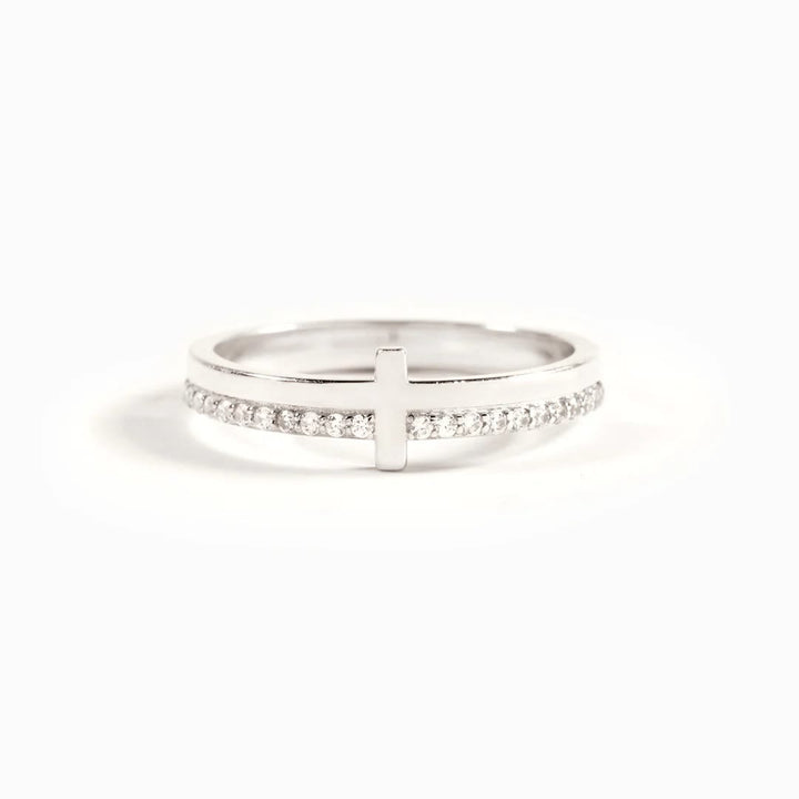 Christianartworkshop 925 Silver Cross Minimalist "Never Quit" Ring: A Symbol of Belief and Uplift - Silver - US10 - image 3