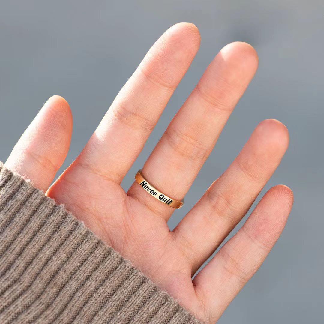 Christianartworkshop 925 Silver Cross Minimalist "Never Quit" Ring: A Symbol of Belief and Uplift - Gold - US10 - image 1