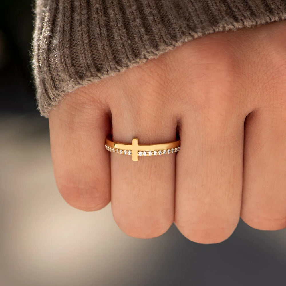 Christianartworkshop 925 Silver Cross Minimalist "Never Quit" Ring: A Symbol of Belief and Uplift - image 2