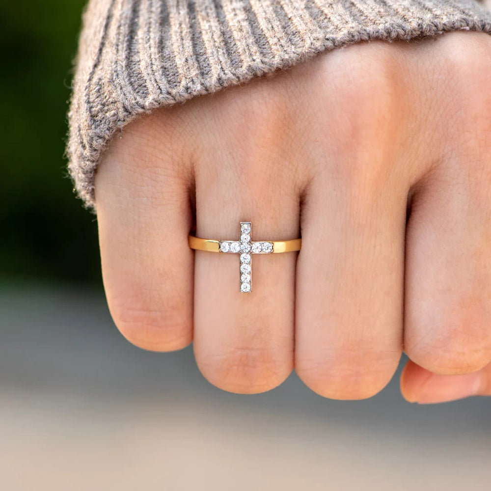 Christianartworkshop 925 Silver Cross & "Trust God" Ring: Symbols of Hope - image 2
