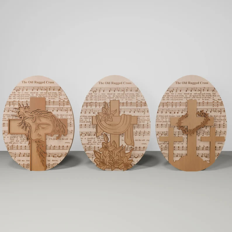 Christianartworkshop 3styles Inspirational Wooden Easter Desktop Ornament - Symbols of Hope and Redemption - image 2