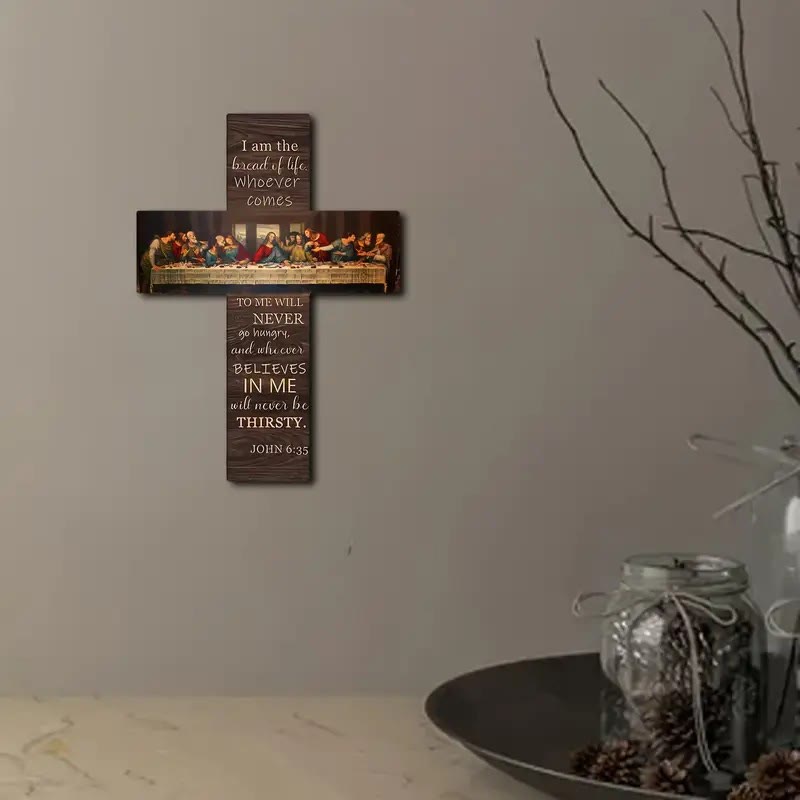 Christianartworkshop "The Last Supper" Wooden Cross Hanging Ornament: A Testament to Faith and Artistry - image 3