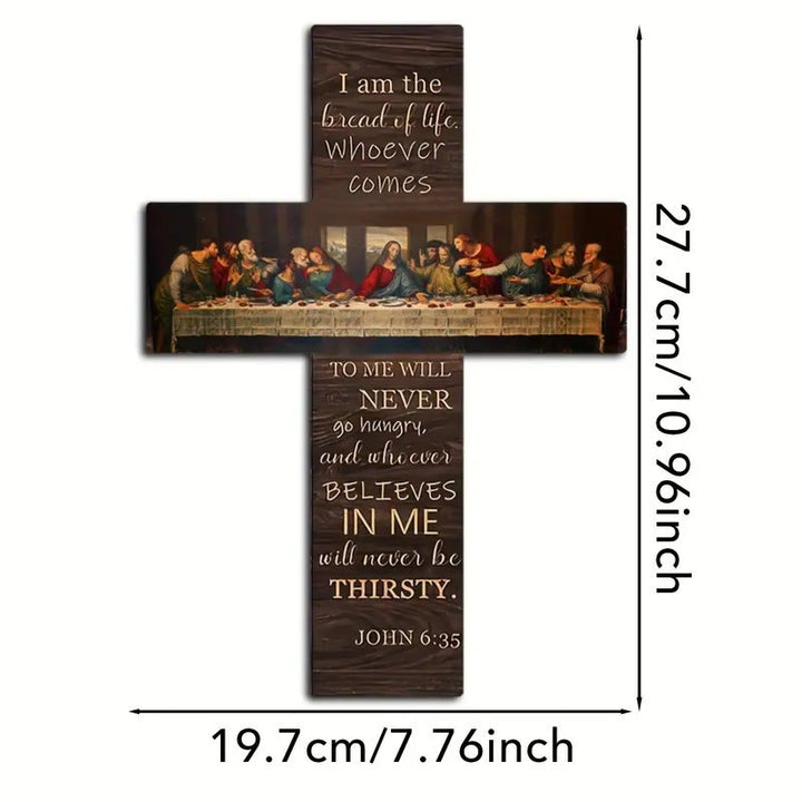 Christianartworkshop "The Last Supper" Wooden Cross Hanging Ornament: A Testament to Faith and Artistry - image 5