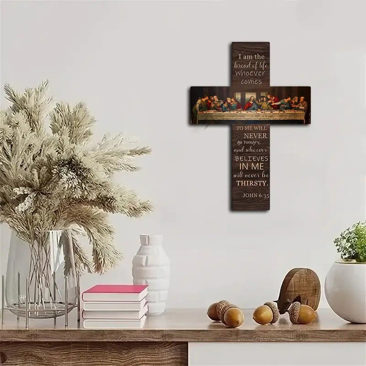 Christianartworkshop "The Last Supper" Wooden Cross Hanging Ornament: A Testament to Faith and Artistry - image 2