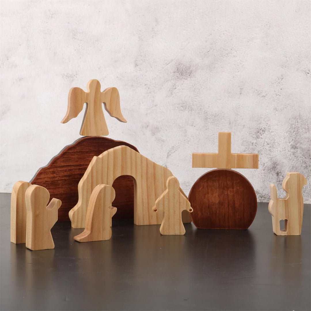 Christianartworkshop Easter 10pcs/set He is Risen with Angels Wooden Desktop Ornament - 10pcs/set He is Risen - image 1