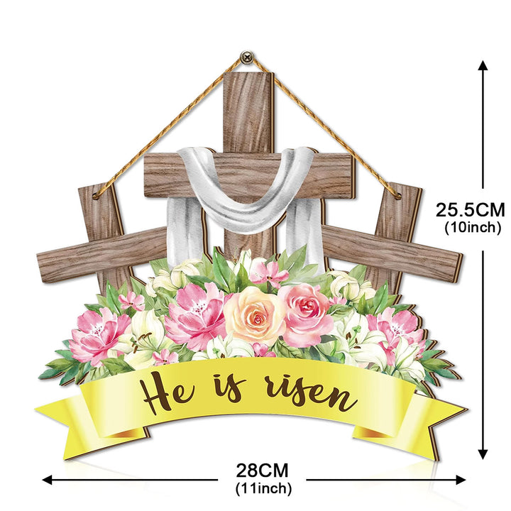 Christianartworkshop "He Is Risen" Inspirational Wooden Easter Hanging Decor Ornament - image 4