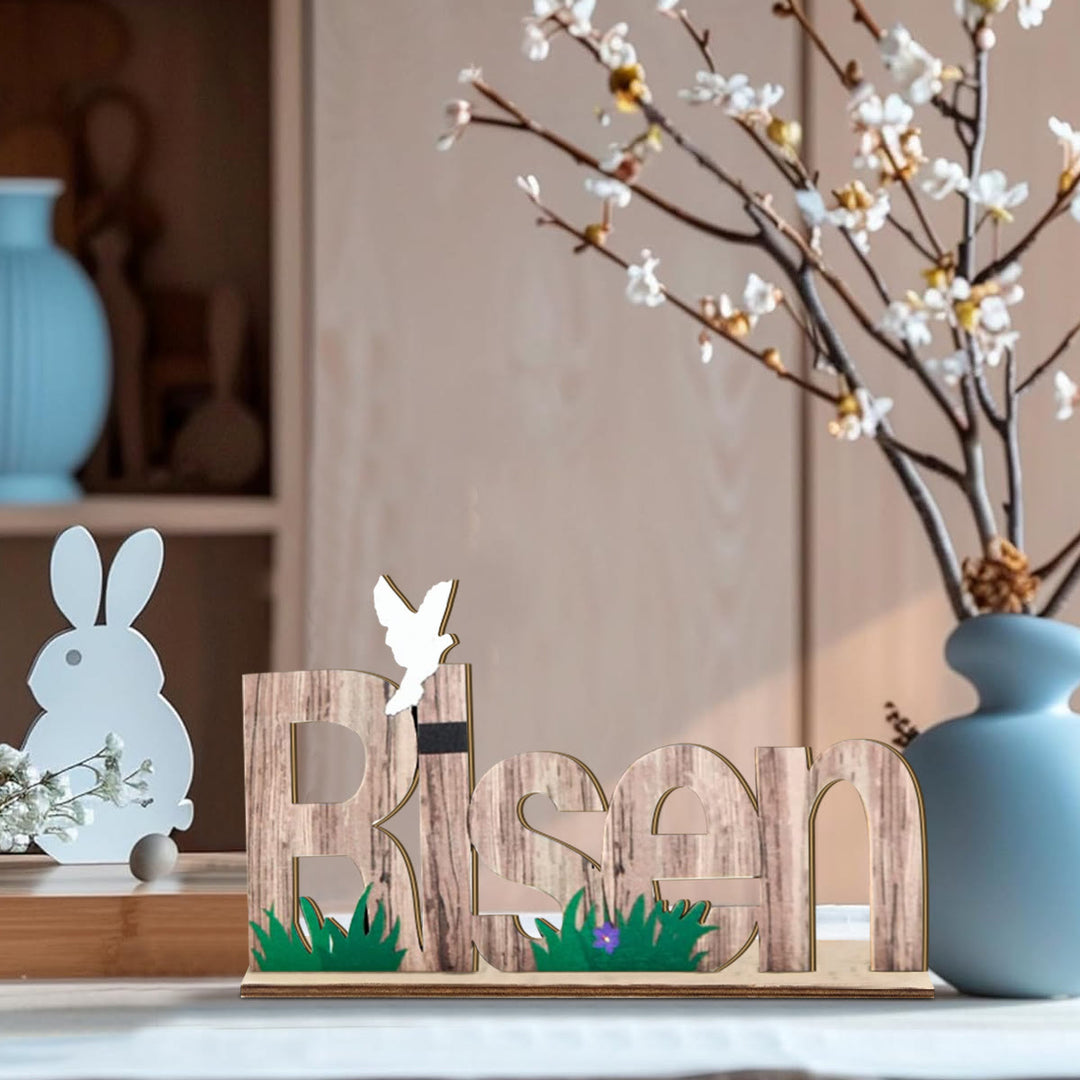 Christianartworkshop "Risen" Wooden Easter Dekstop Decor Ornament - image 2