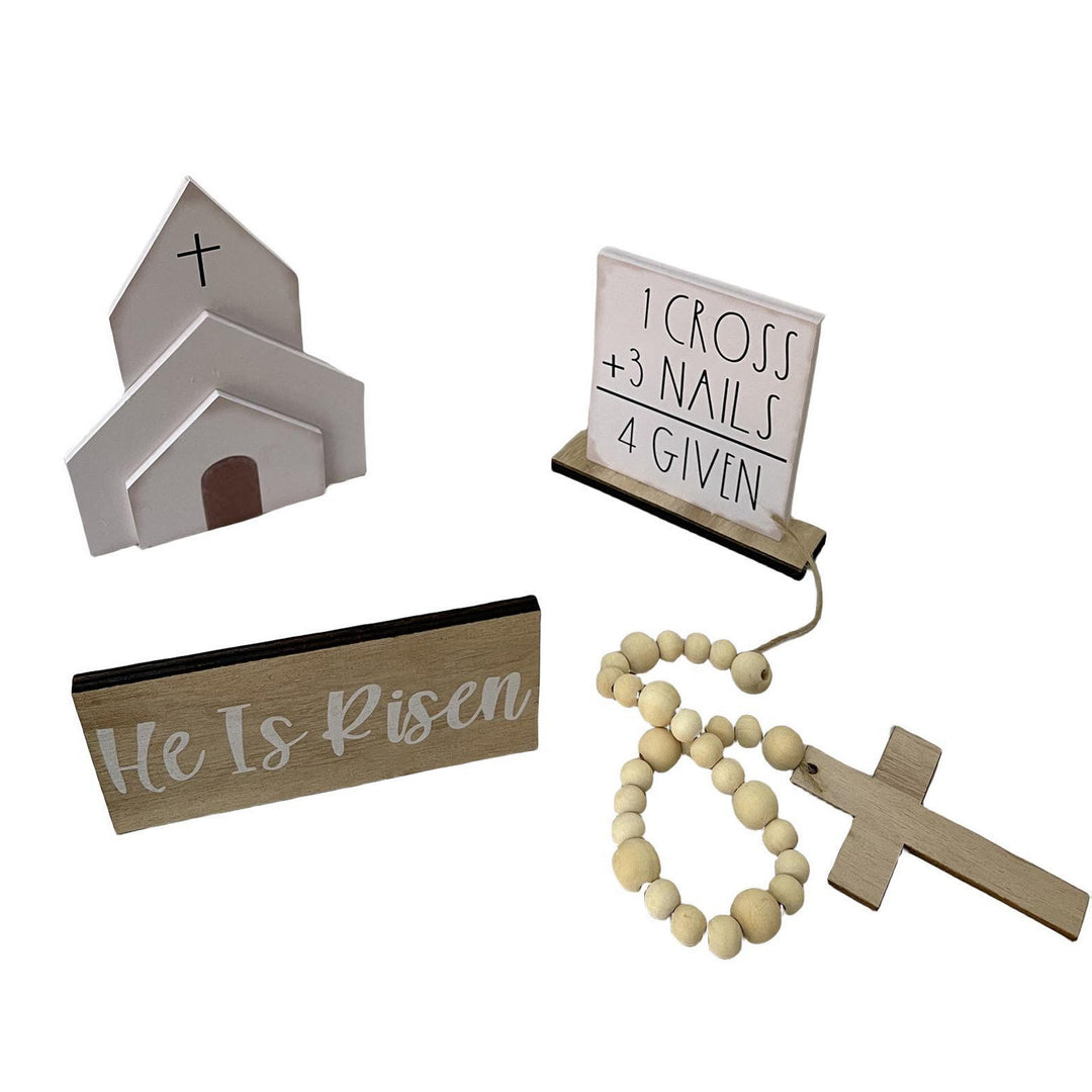 Christianartworkshop 3pcs/set "He Is Risen" Wooden Easter Dekstop Decor Ornament - image 4