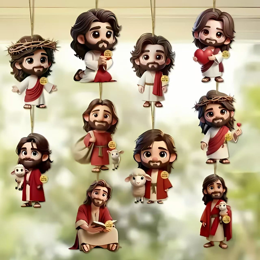 Christianartworkshop Cartoon Jesus Wooden Ornaments - 10-piece set - image 1