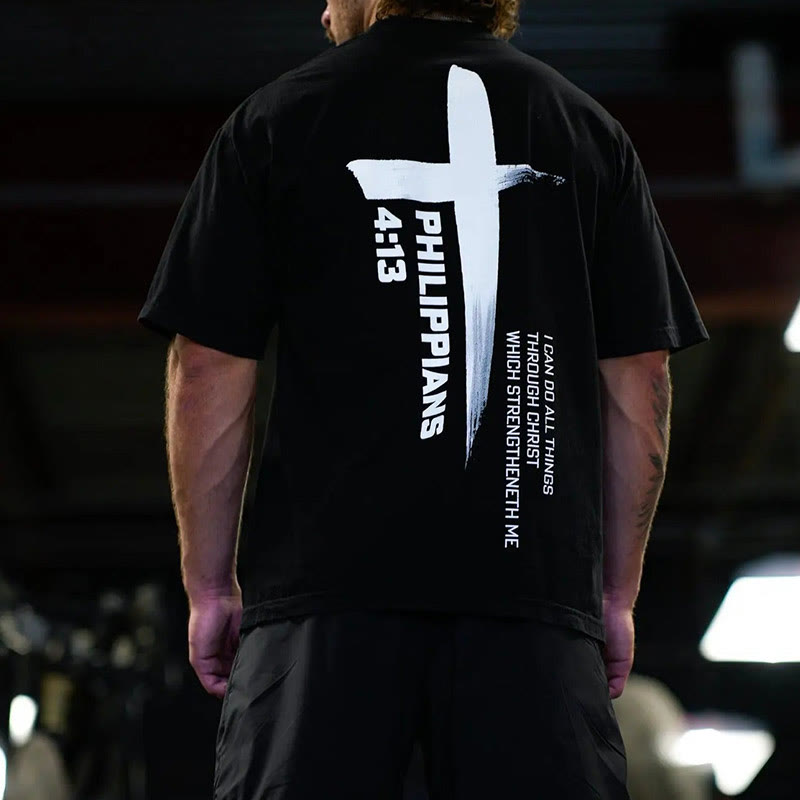 Christianartworkshop Philippians 4:13 Strength Cross T-Shirt - image 1