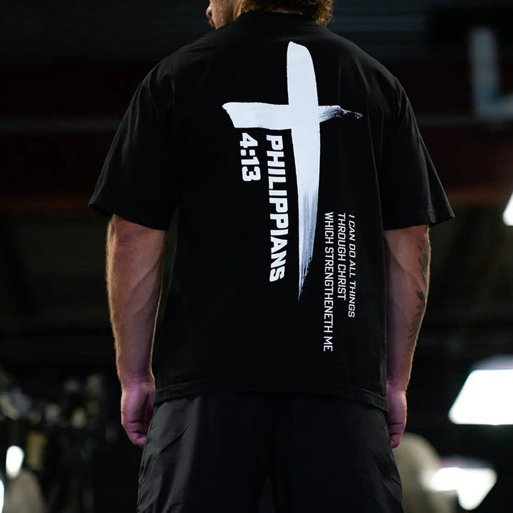 Christianartworkshop Philippians 4:13 Strength Cross T-Shirt - image 1