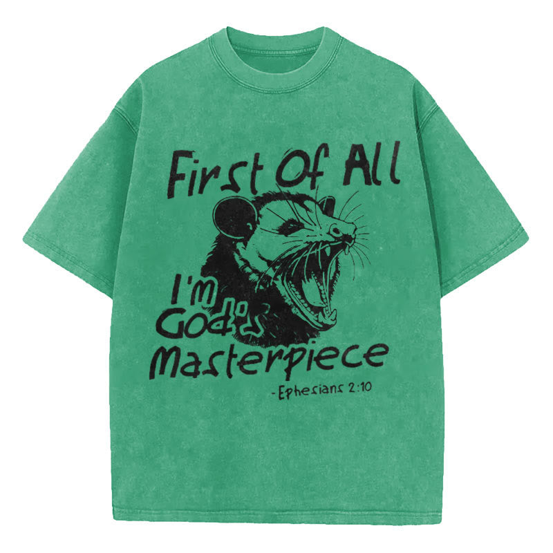 Christianartworkshop First Of All I'm God's Masterpiece Christian Washed T-Shirt