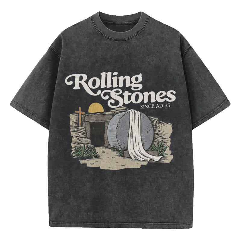 Christianartworkshop Rolling Stone Christian Washed T-Shirt - Black - 5XL - image 1