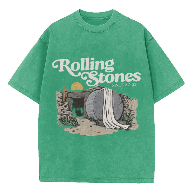 Christianartworkshop Rolling Stone Christian Washed T-Shirt - Grass Green - 5XL - image 11