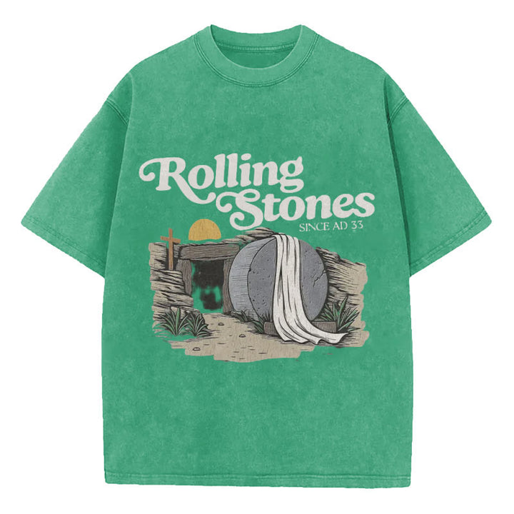 Christianartworkshop Rolling Stone Christian Washed T-Shirt - Grass Green - 5XL - image 11