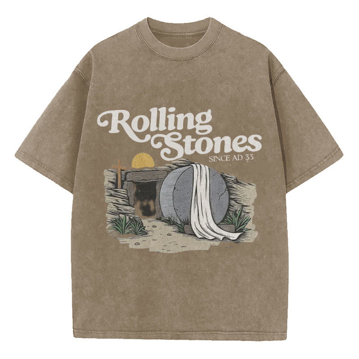 Christianartworkshop Rolling Stone Christian Washed T-Shirt - Coffee - 5XL - image 7