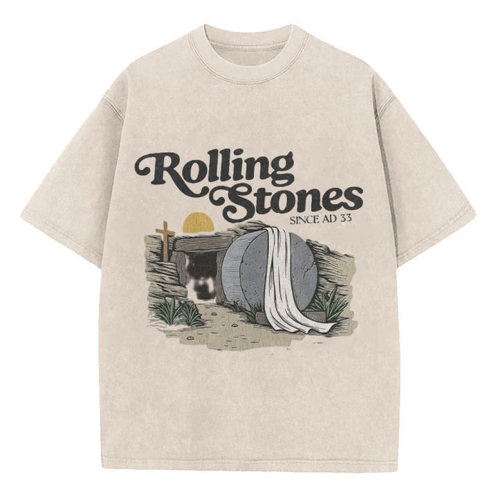 Christianartworkshop Rolling Stone Christian Washed T-Shirt - Beige - 5XL - image 4
