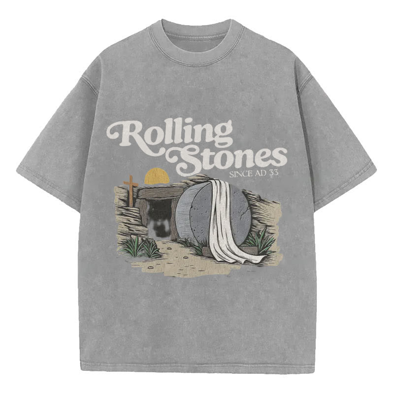 Christianartworkshop Rolling Stone Christian Washed T-Shirt - Grey - 5XL - image 6