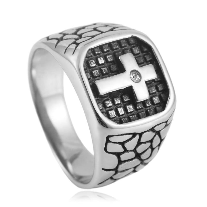 Christianartworkshop The Modern & Minimalist Cross Ring: Understated Elegance Meets Timeless Symbolism - Silver - US13 - image 1