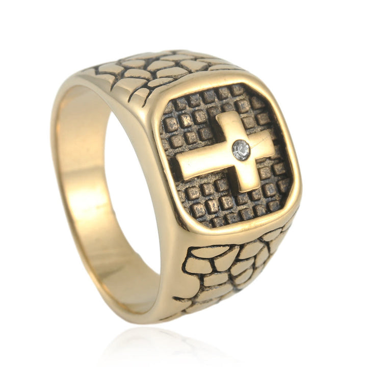 Christianartworkshop The Modern & Minimalist Cross Ring: Understated Elegance Meets Timeless Symbolism - Gold - US 13 - image 2