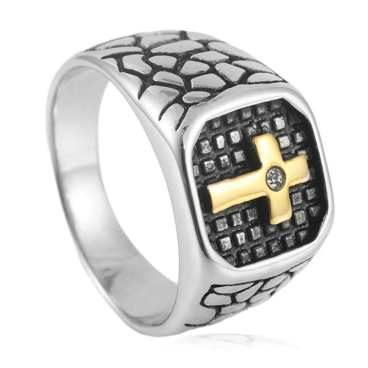 Christianartworkshop The Modern & Minimalist Cross Ring: Understated Elegance Meets Timeless Symbolism - Gold&Silver - US 13 - image 0