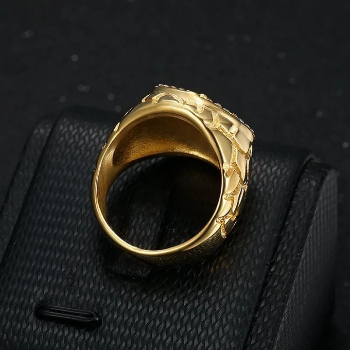 Christianartworkshop Adorn Your Faith: The Divine Golden Pattern Gemstones Crucifix Ring - image 2