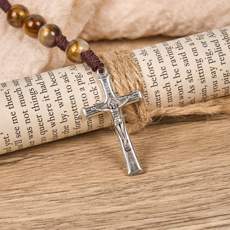 Christianartworkshop Our Lady Medal & Crucifix of 10mm Brown Acrylic Round Beads Divine Rosary - image 6