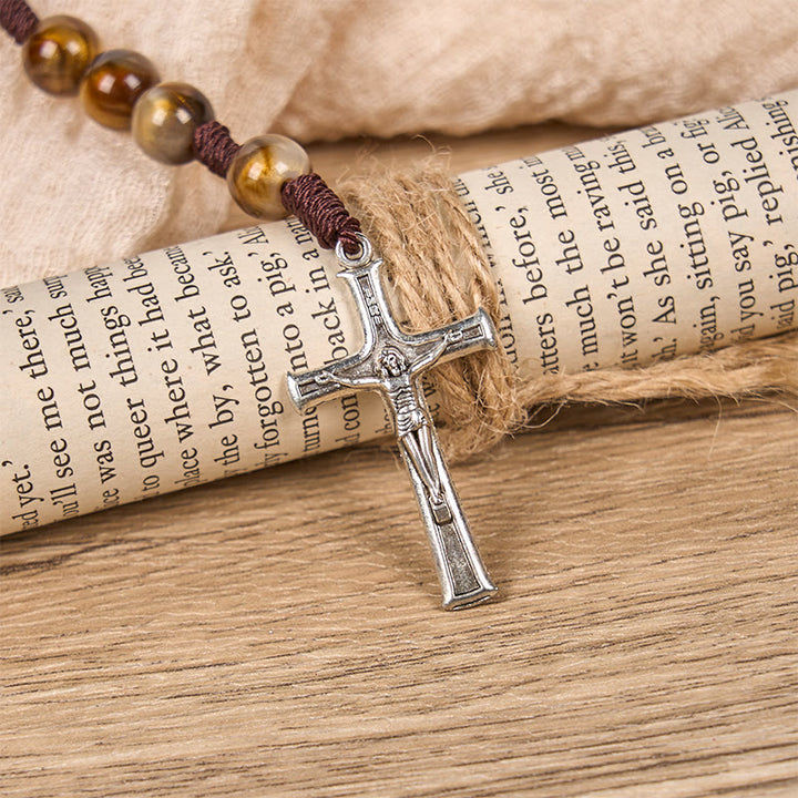 Christianartworkshop Our Lady Medal & Crucifix of 10mm Brown Acrylic Round Beads Divine Rosary - image 6