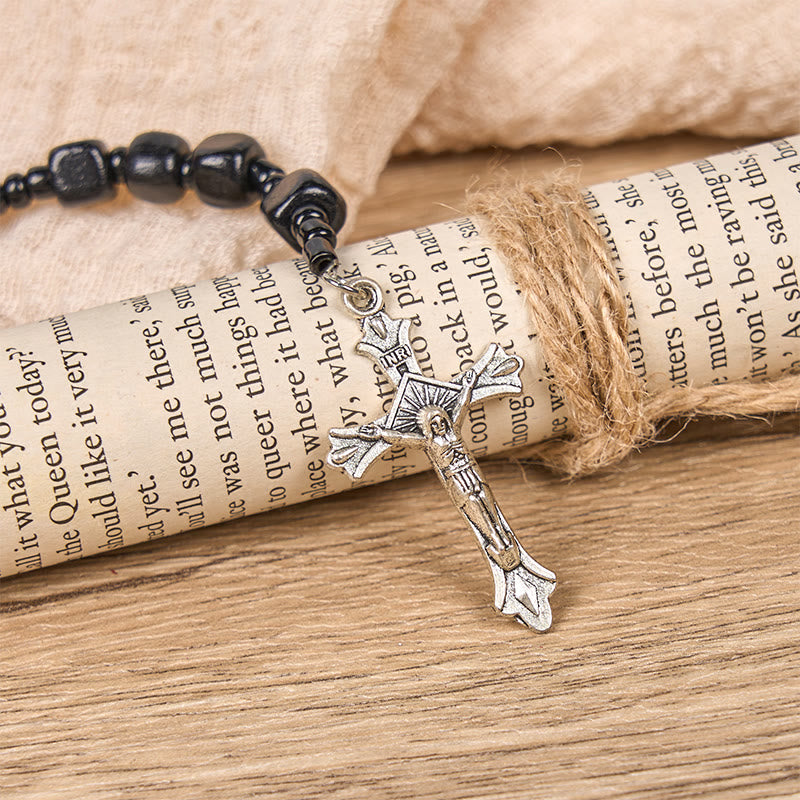 Christianartworkshop St. Benedict Medal & Crucifix of 8mm Black Wood Round Beads Rosary - image 5