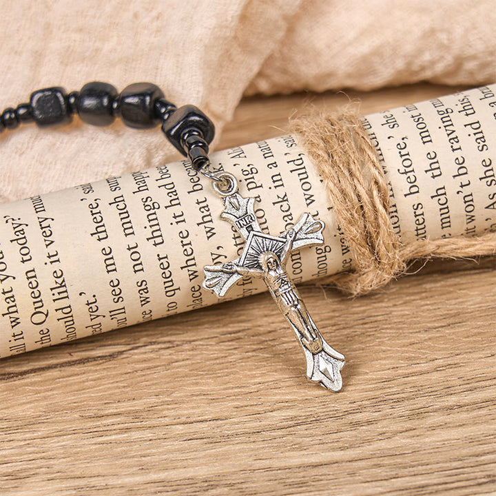 Christianartworkshop St. Benedict Medal & Crucifix of 8mm Black Wood Round Beads Rosary - image 5