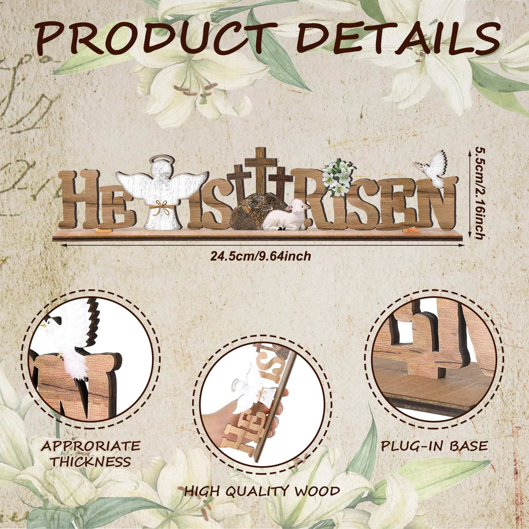 Christianartworkshop "He Is Risen" & Lamb & Angel & Dove Wooden Easter Dekstop Decor Ornament - image 6