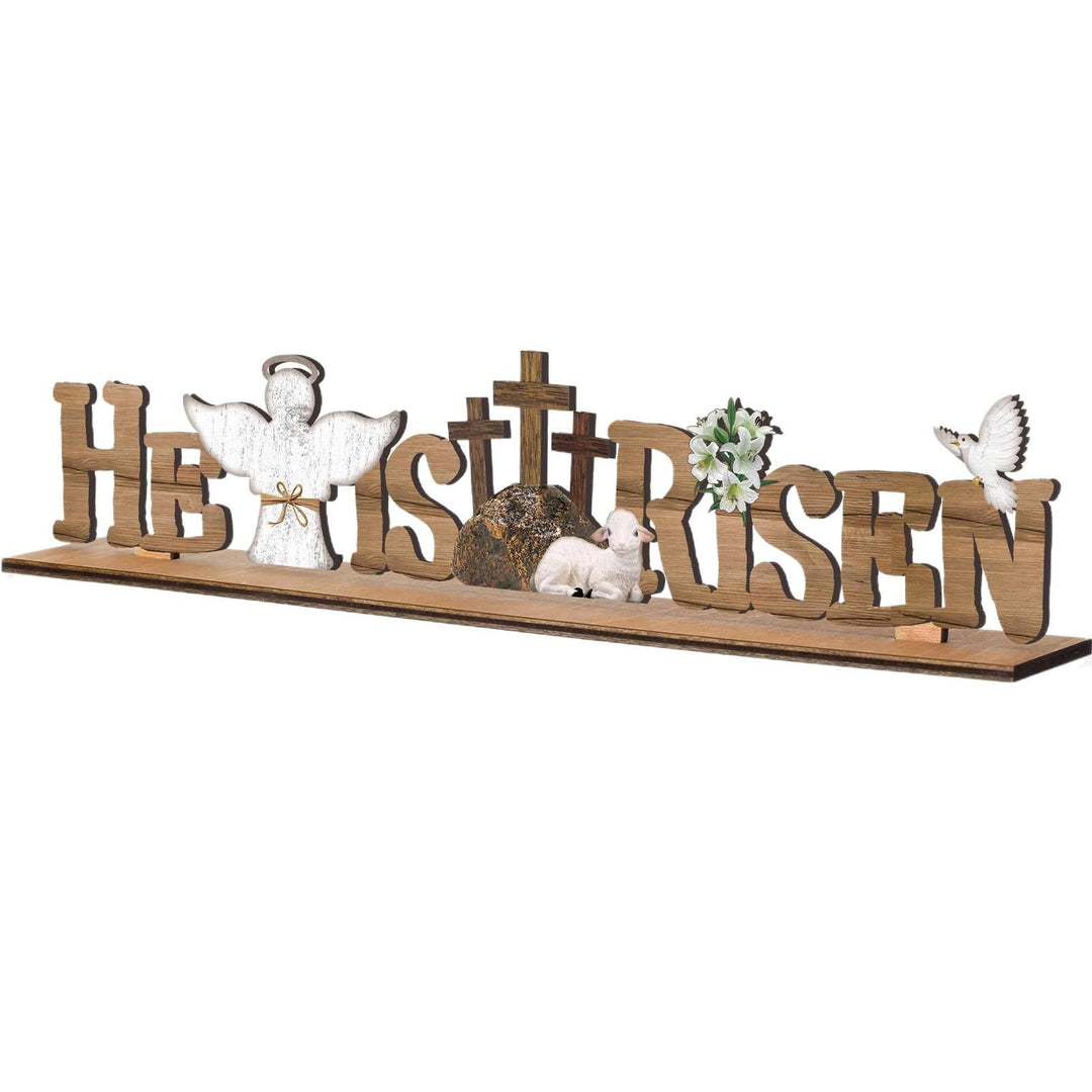 Christianartworkshop "He Is Risen" & Lamb & Angel & Dove Wooden Easter Dekstop Decor Ornament - image 5