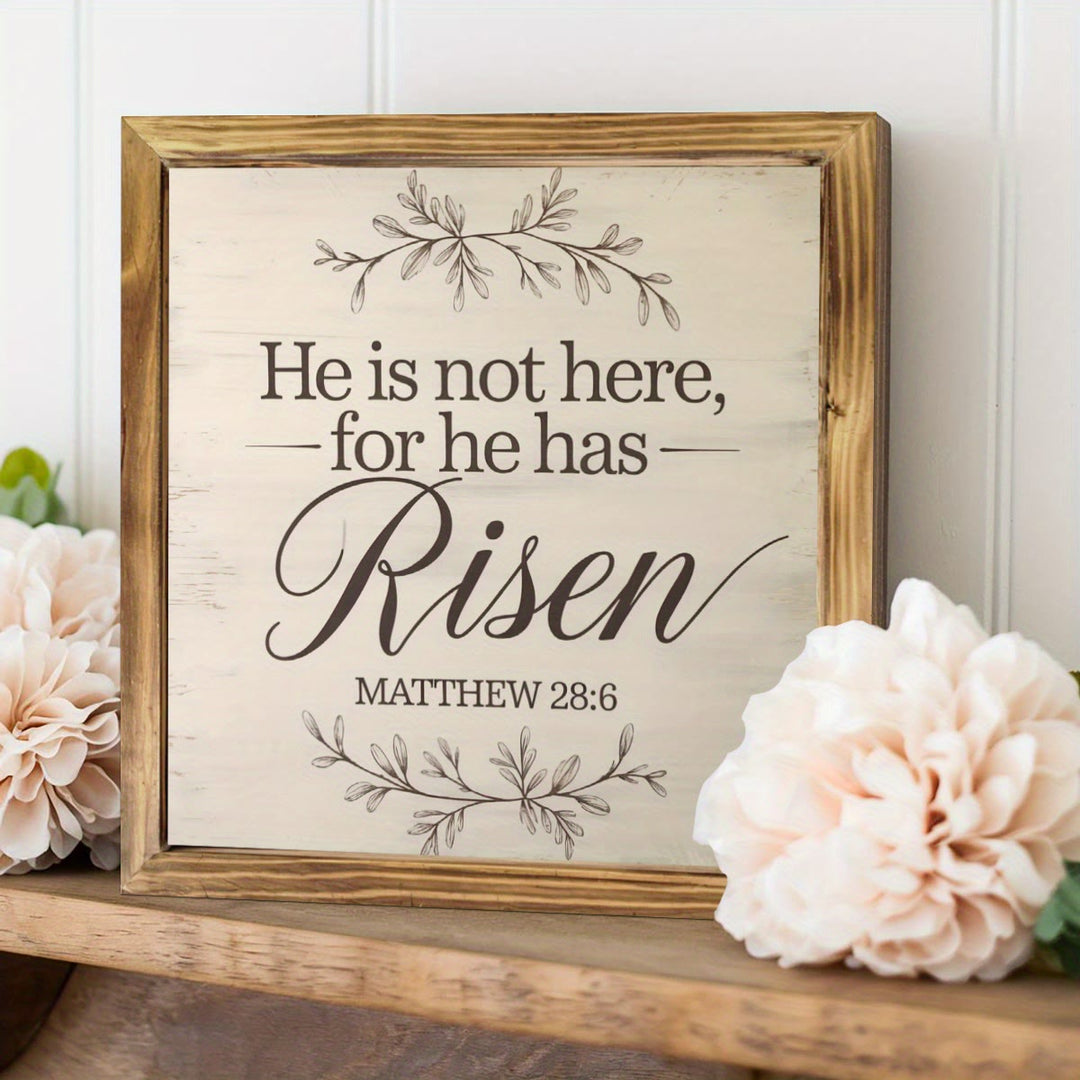 Christianartworkshop "Risen" Wooden Easter Dekstop Decor Ornament: A Faith - inspired Ornament for Spring - Wood - image 1